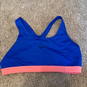 Nike Blue and Coral Sports Bra XL
